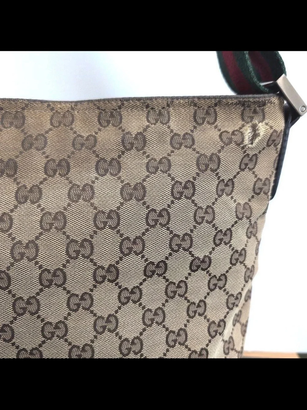 Gucci Beige & Brown Monogram Messenger Bag